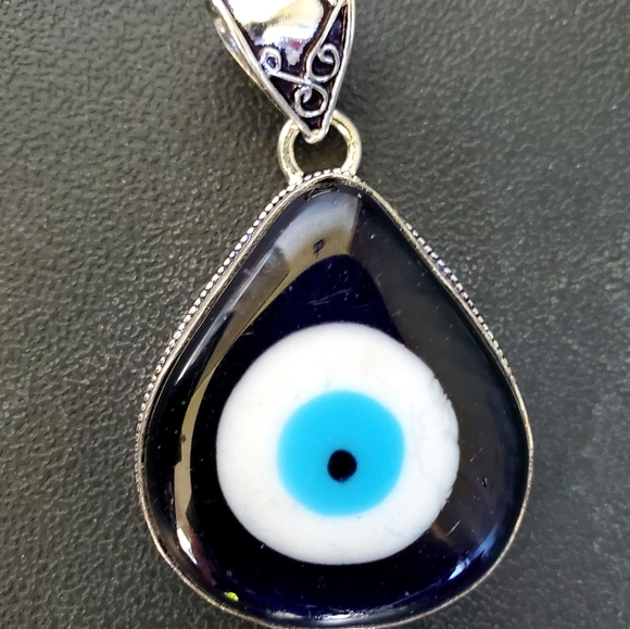 New Blue Evil Eye Antique Design 925 Silver Pendant. - Picture 3 of 15